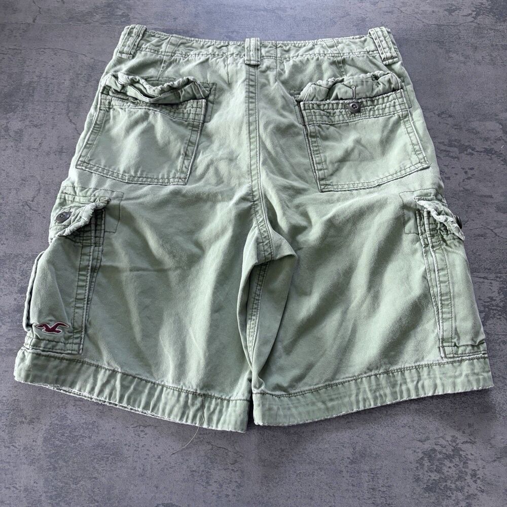 Y2K Hollister Green Cargo Shorts Mens 33'' Grunge Baggy Faded Skater Paratrooper
